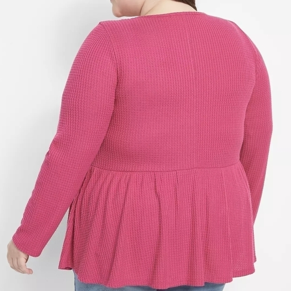 14/16 - Lane Bryant • Babydoll Hacci Waffle Knit Long Sleeve Top - Picture 2 of 3